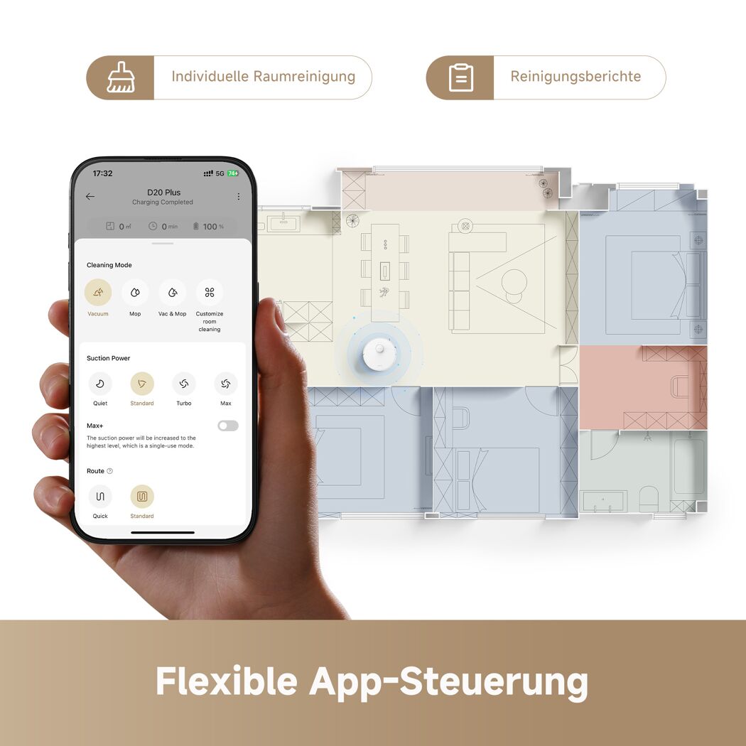 Saug- und Wischroboter 'D20 Plus' mit App-Steuerung
