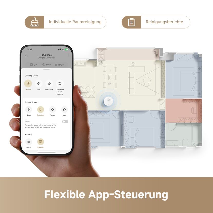 Saug- und Wischroboter 'D20 Plus' mit App-Steuerung