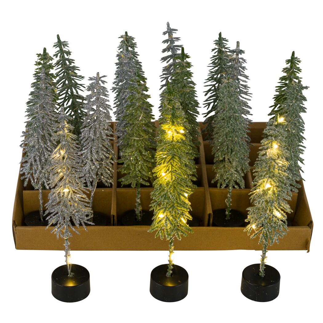 LED-Kunsttanne schwarz 4 x 4 x 21 cm
