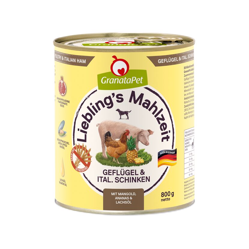 Hundenassfutter 'Liebling's Mahlzeit' Geflügel & Schwein Adult 800 g