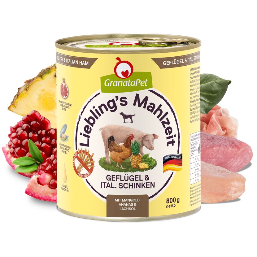 Hundenassfutter 'Liebling's Mahlzeit' Geflügel & Schwein Adult 800 g