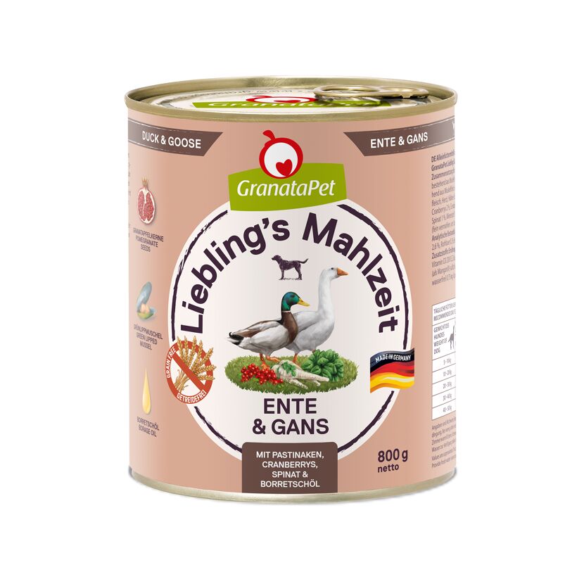 Hundenassfutter 'Liebling's Mahlzeit' Ente & Gans Adult 800 g