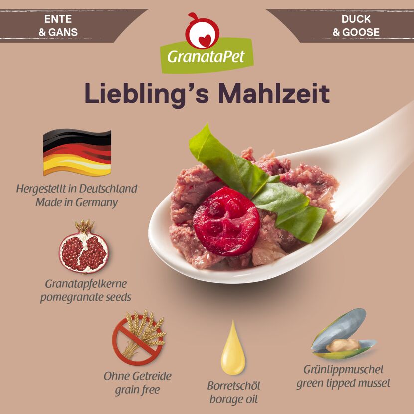 Hundenassfutter 'Liebling's Mahlzeit' Ente & Gans Adult 800 g
