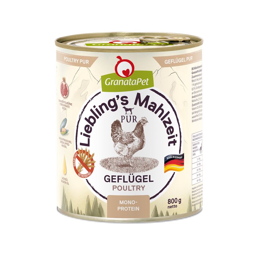 Hundenassfutter 'Liebling's Mahlzeit Pur' Geflügel Adult 800 g