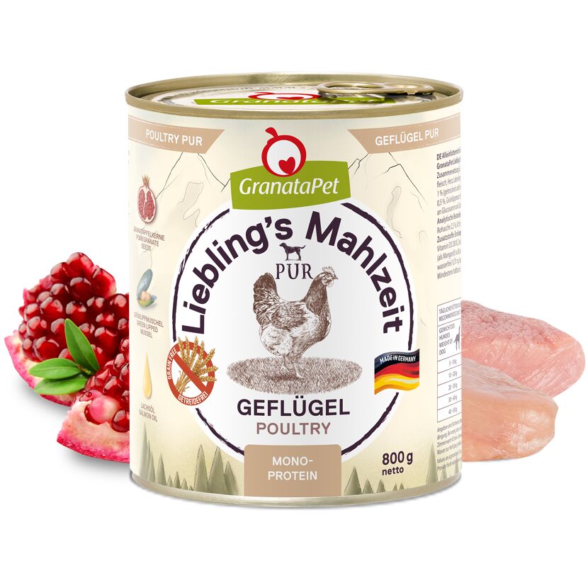 Hundenassfutter 'Liebling's Mahlzeit Pur' Geflügel Adult 800 g