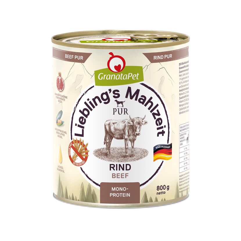 Hundenassfutter 'Liebling's Mahlzeit Pur' Rind Adult 800 g