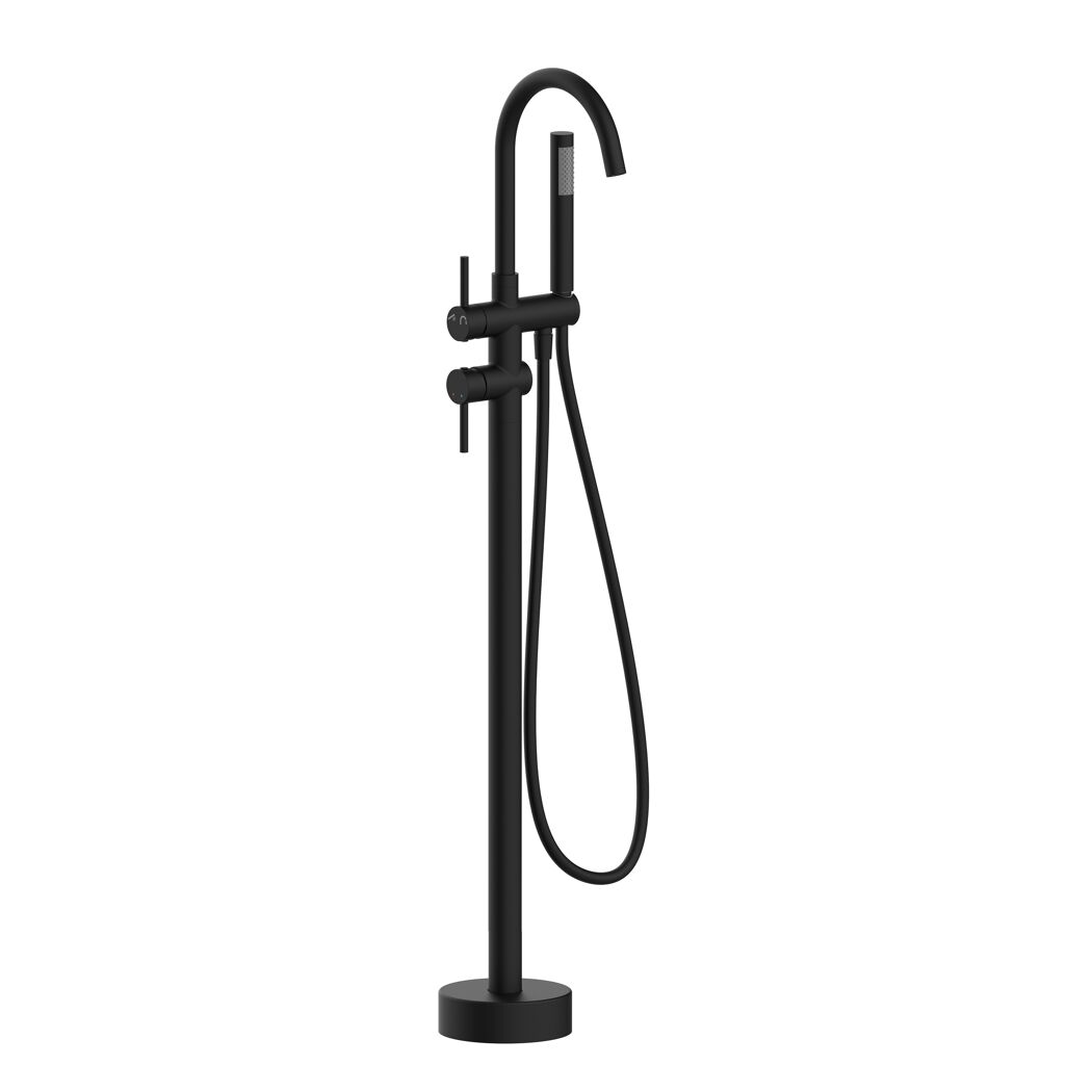 Badewannenarmatur 'STA6003' mattschwarz freistehend mit Handbrause