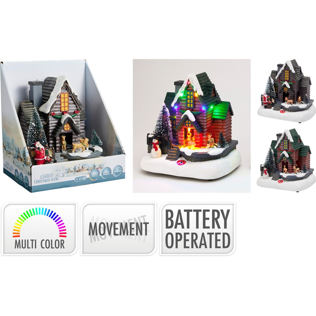 LED-Szenerie Weihnachtsdorf 18 x 21 cm 2 Stück