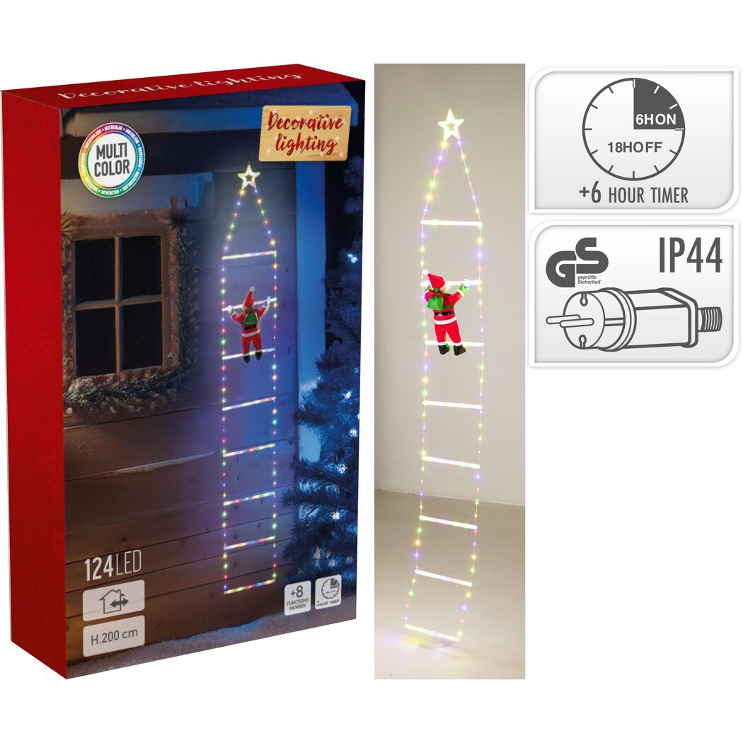 LED-Weihnachtsmann Leiter 200 cm