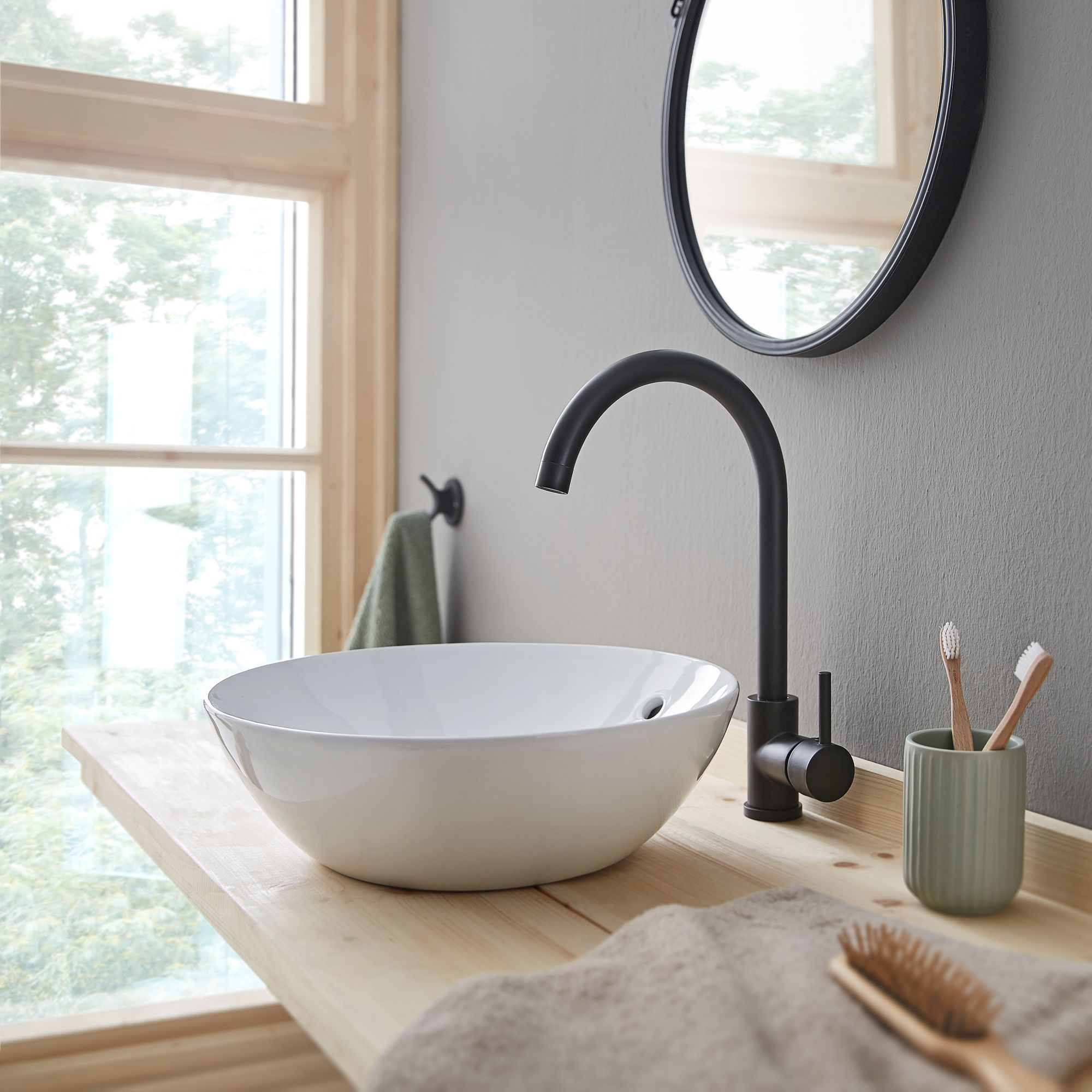Schöner Wohnen-kollektion - Collection, vasque, 38 x 13 cm, ronde, à poser, avec trop-plein, céramique, lavabo arrondi, blanc, beco