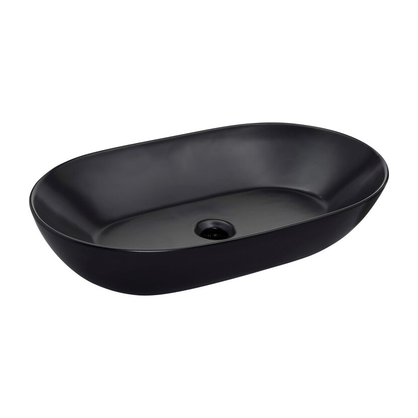 Aufsatzwaschbecken oval 'Sati' schwarz 60 x 14.2 x 42 cm