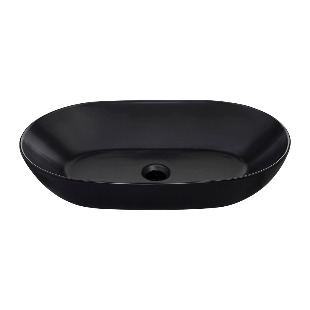 Aufsatzwaschbecken oval 'Sati' schwarz 60 x 14.2 x 42 cm