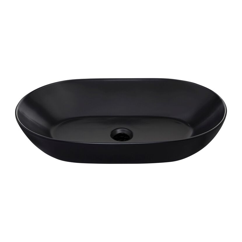 Aufsatzwaschbecken oval 'Sati' schwarz 60 x 14.2 x 42 cm