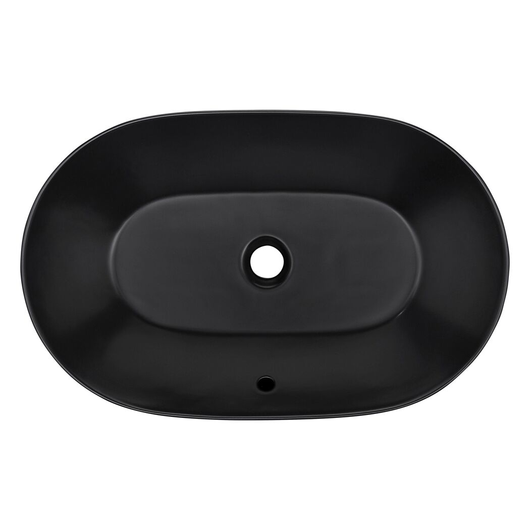 Aufsatzwaschbecken oval 'Sati' schwarz 60 x 14.2 x 42 cm
