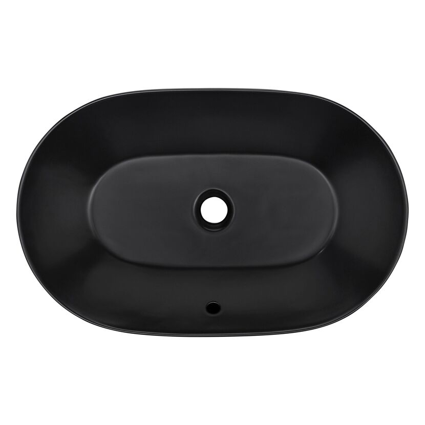 Aufsatzwaschbecken oval 'Sati' schwarz 60 x 14.2 x 42 cm