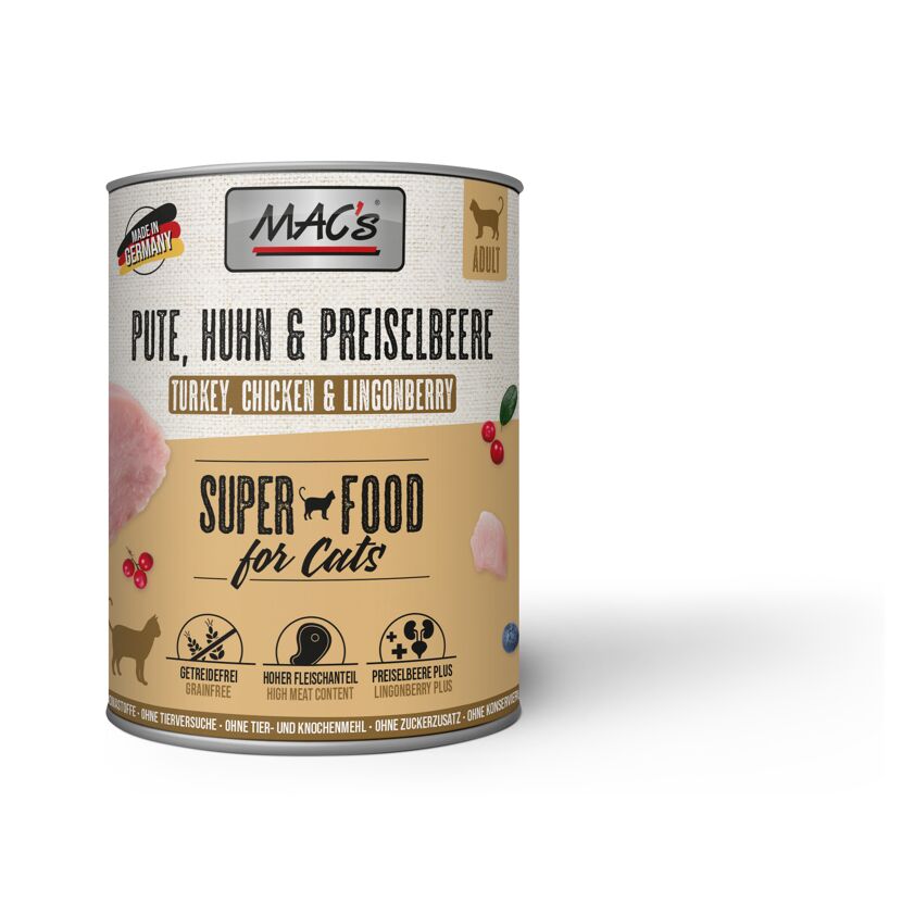 Katzennassfutter 'Superfood for Cats' Pute, Huhn & Preiselbeere Adult 800 g