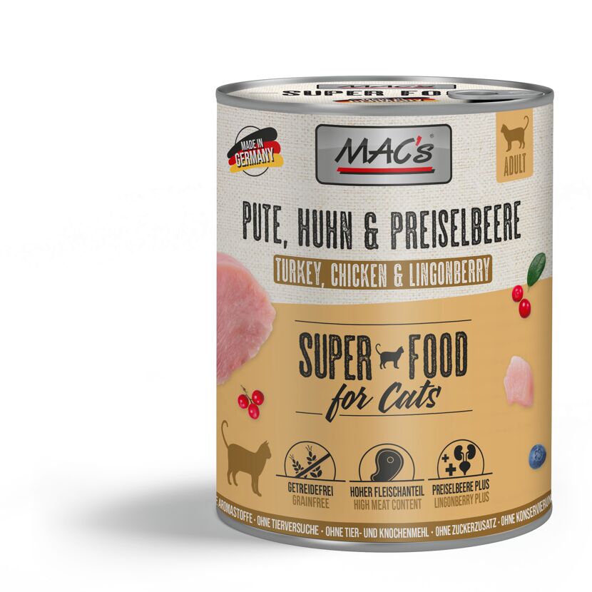 Katzennassfutter 'Superfood for Cats' Pute, Huhn & Preiselbeere Adult 800 g