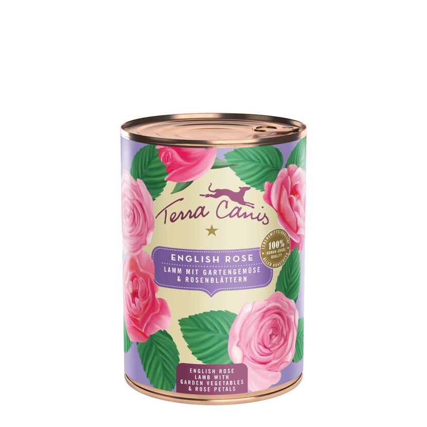 Hundenassfutter 'Flower
 Englische Rose' Lamm mit Gartengemüse & Rosenblättern 400 g
