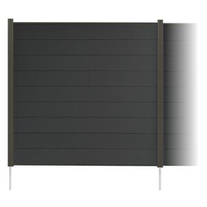 Zaun-Komplettset 'Elba Line' WPC graphitefarben mit Pfosten anthrazit zum Einbetonieren 921 x 180 cm