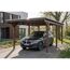 Einzelcarport 'Emsland' nussbaumfarben 340 x 604 cm mit Stahl-Dachplatten und Antikondensvlies