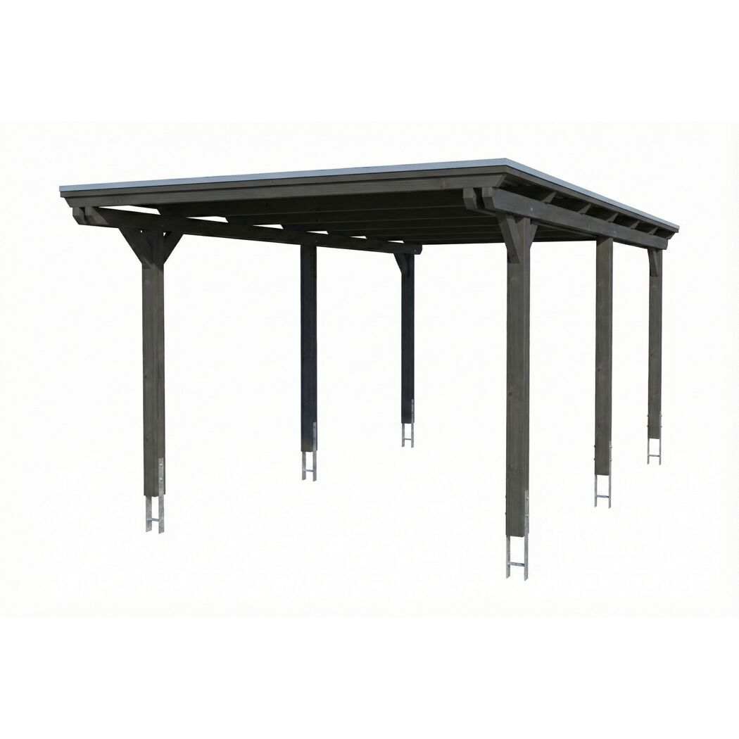 Einzelcarport 'Emsland' schiefergrau 340 x 604 cm mit EPDM-Dach