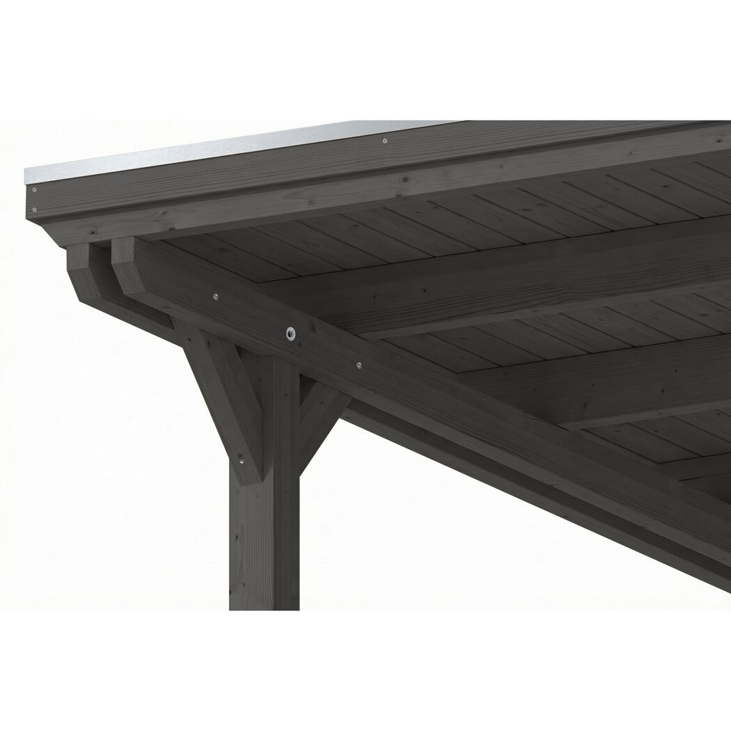 Einzelcarport 'Emsland' schiefergrau 340 x 604 cm mit EPDM-Dach