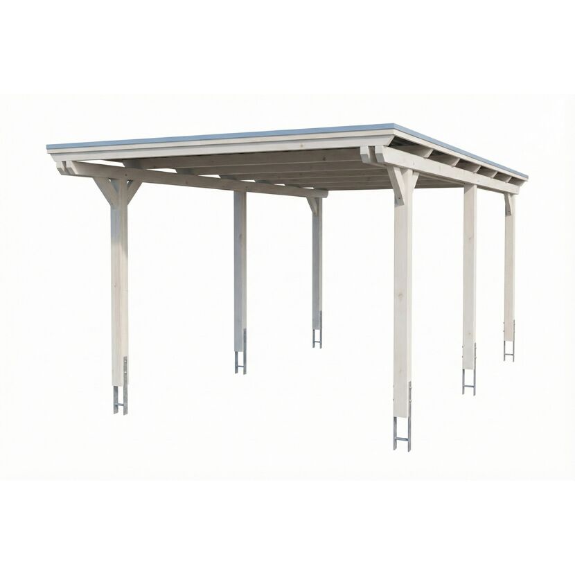 Einzelcarport 'Emsland' weiß 340 x 604 cm mit EPDM-Dach
