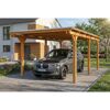 Einzelcarport 'Emsland' Eiche hell 340 x 604 cm mit Stahl-Dachplatten und Antikondensvlies