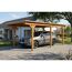 Einzelcarport 'Emsland' Eiche hell 340 x 604 cm mit Stahl-Dachplatten und Antikondensvlies