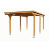 Einzelcarport 'Emsland' Eiche hell 340 x 604 cm mit Stahl-Dachplatten und Antikondensvlies
