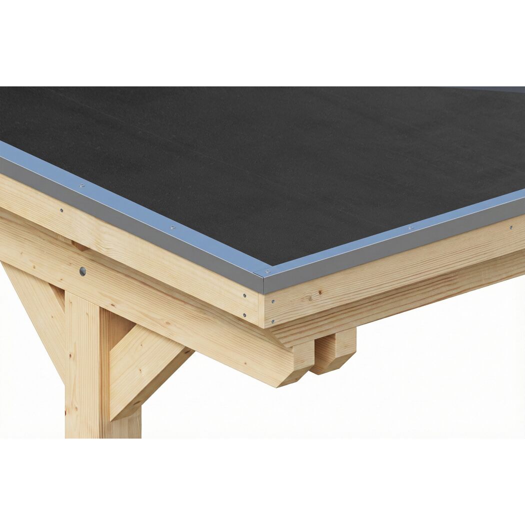 Einzelcarport 'Emsland' naturfarben 340 x 604 cm mit EPDM-Dach