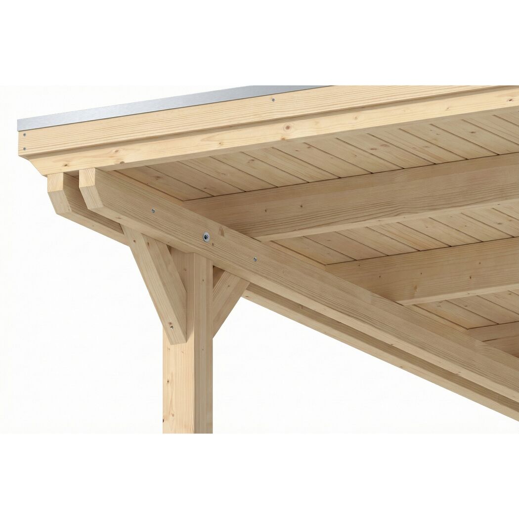 Einzelcarport 'Emsland' naturfarben 340 x 604 cm mit EPDM-Dach