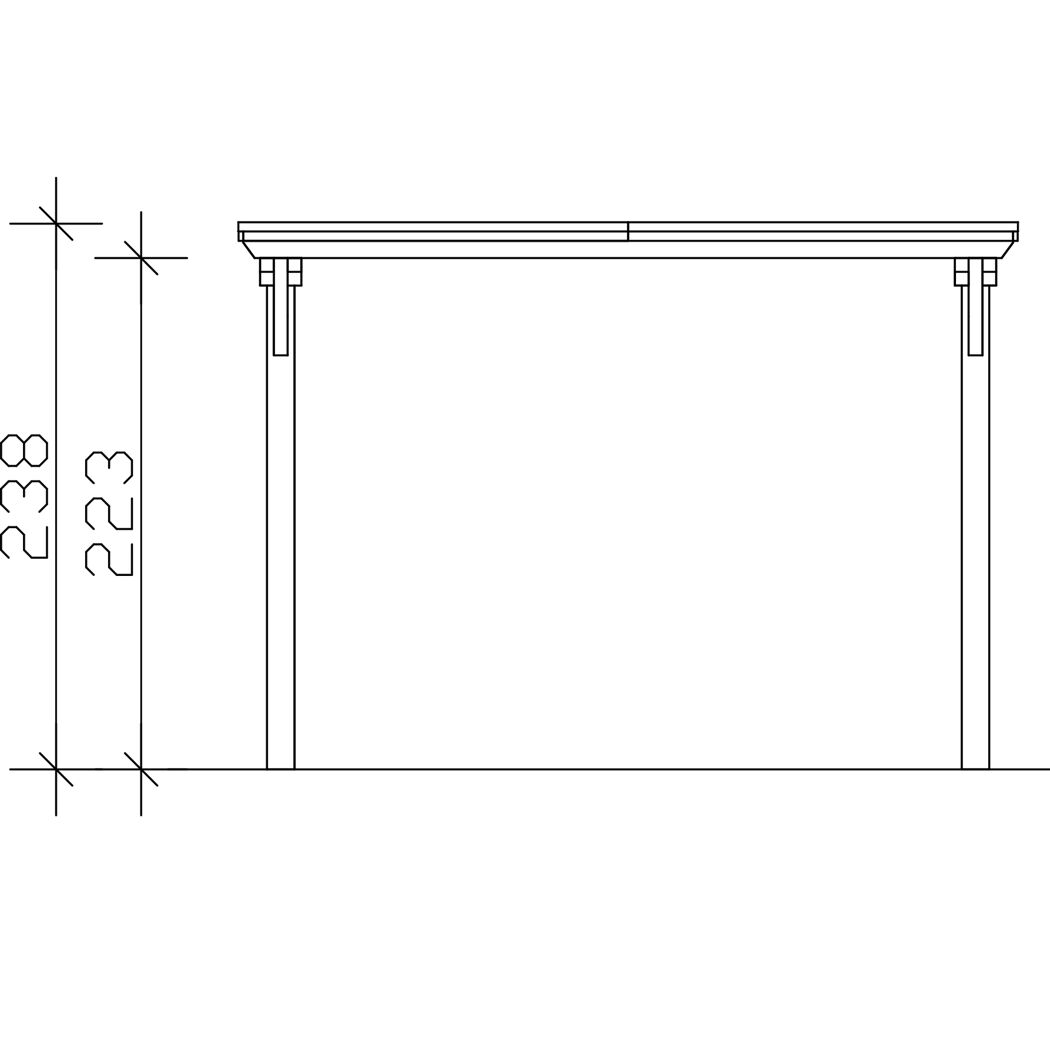 Einzelcarport 'Emsland' naturfarben 340 x 604 cm mit EPDM-Dach