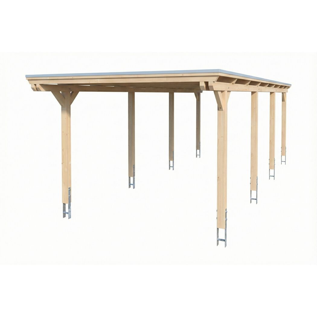 Einzelcarport 'Emsland' naturfarben 340 x 846 cm mit EPDM-Dach