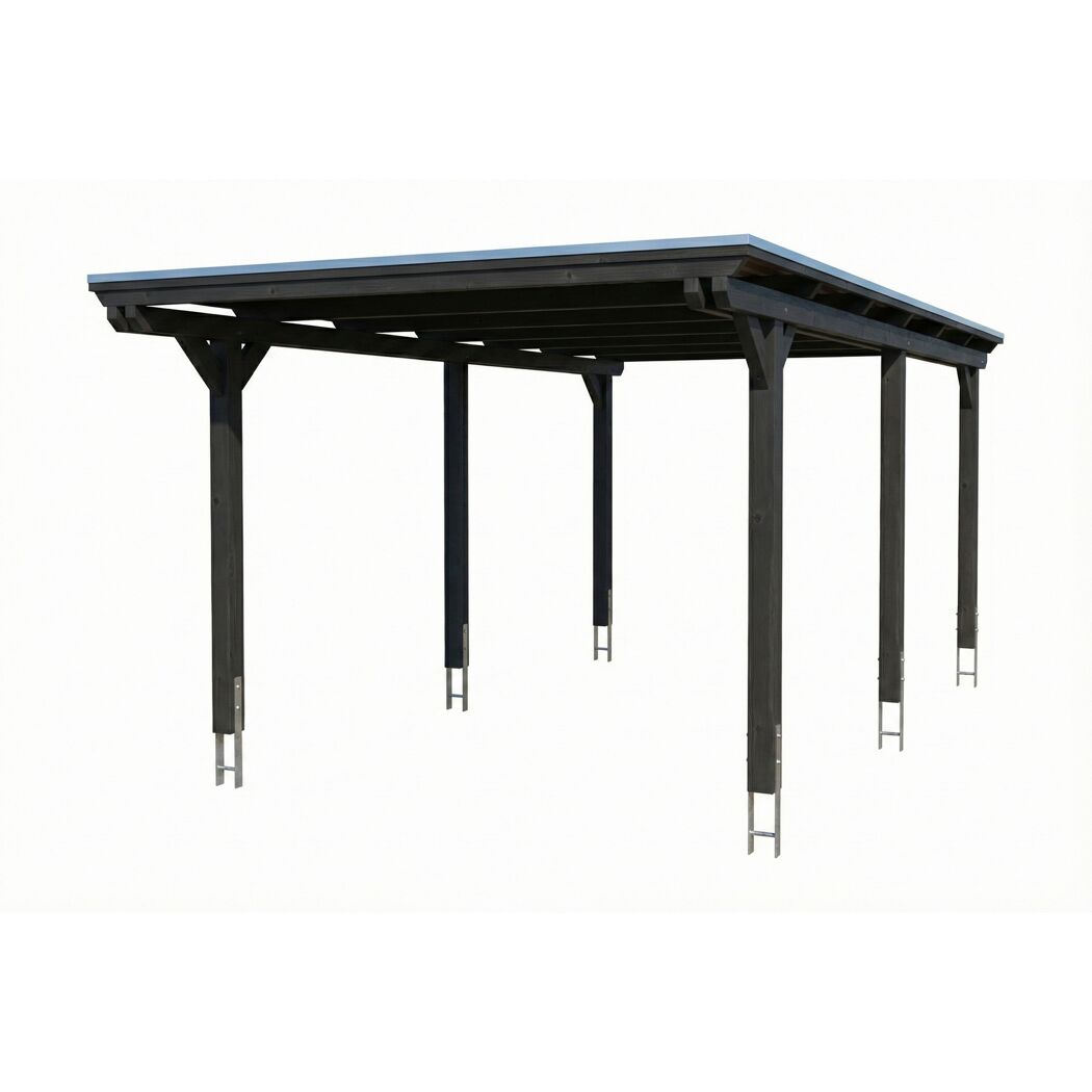 Einzelcarport 'Emsland' anthrazit 340 x 604 cm mit EPDM-Dach