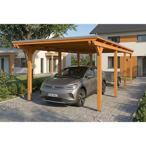 Einzelcarport 'Emsland' Eiche hell 340 x 846 cm mit EPDM-Dach