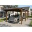 Einzelcarport 'Emsland' nussbaumfarben 340 x 846 cm mit Stahl-Dachplatten und Antikondensvlies