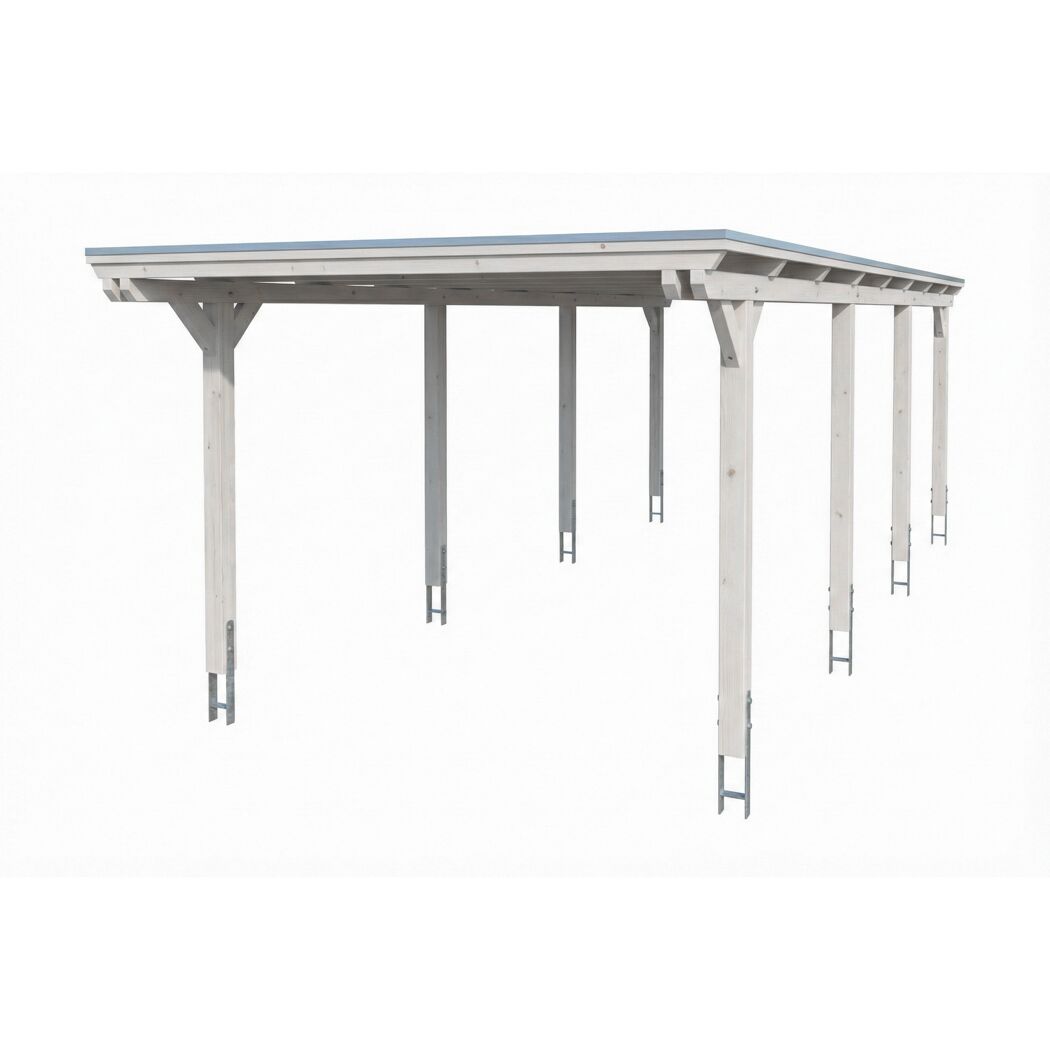 Einzelcarport 'Emsland' weiß 340 x 846 cm mit EPDM-Dach