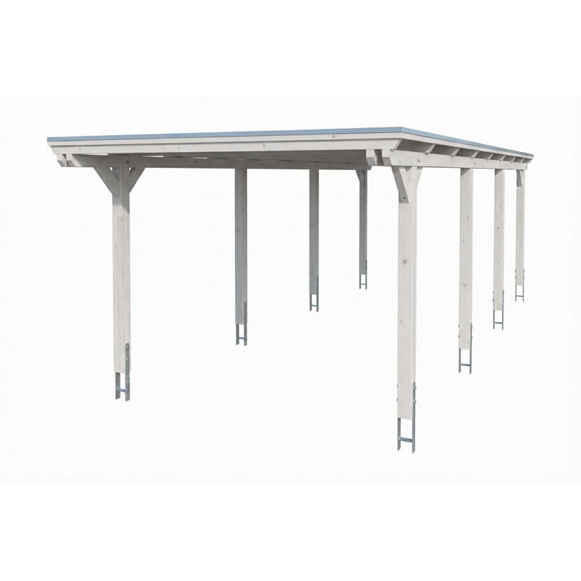 Einzelcarport 'Emsland' weiß 340 x 846 cm mit EPDM-Dach