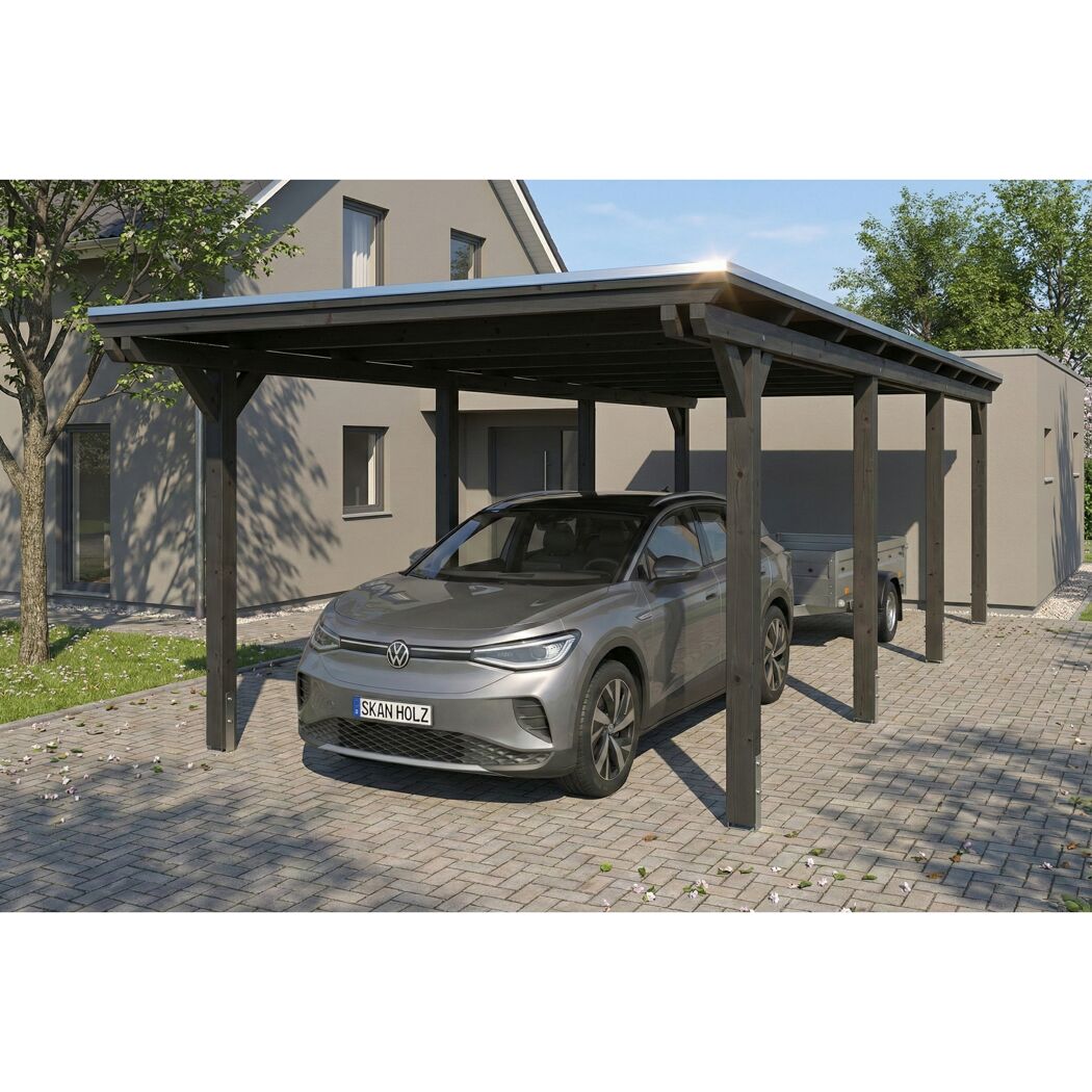 Einzelcarport 'Emsland' anthrazit 340 x 846 cm mit EPDM-Dach