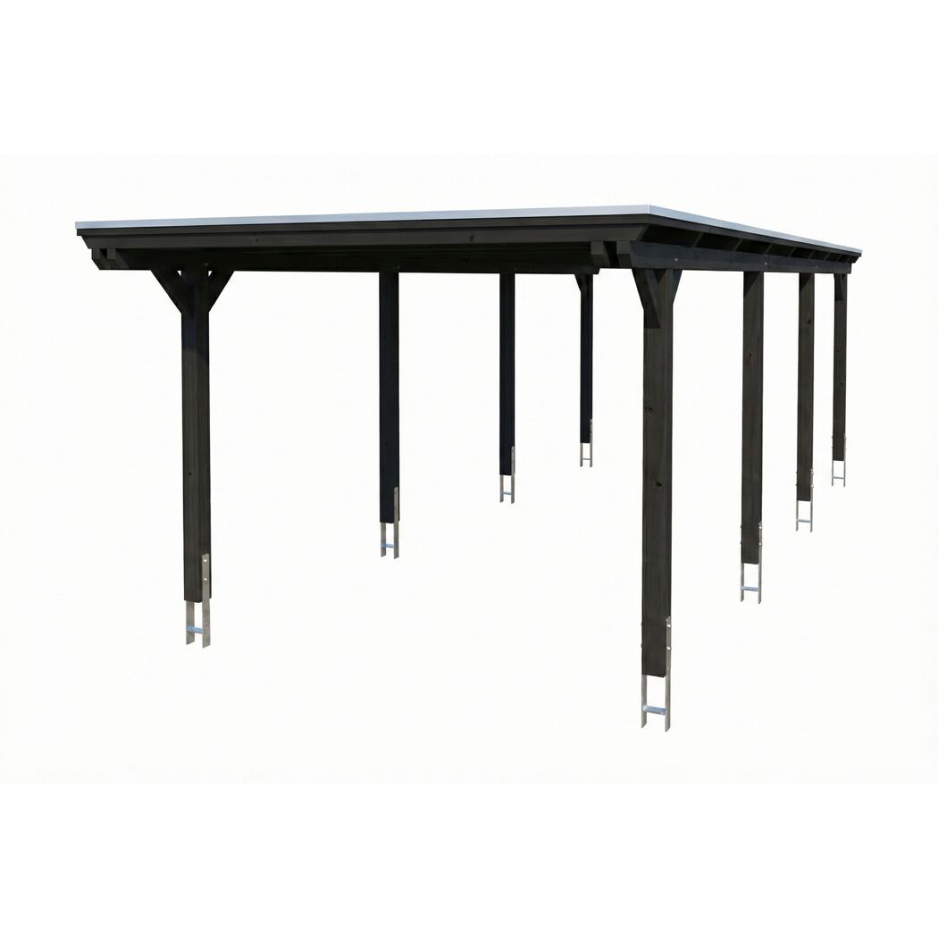 Einzelcarport 'Emsland' anthrazit 340 x 846 cm mit EPDM-Dach