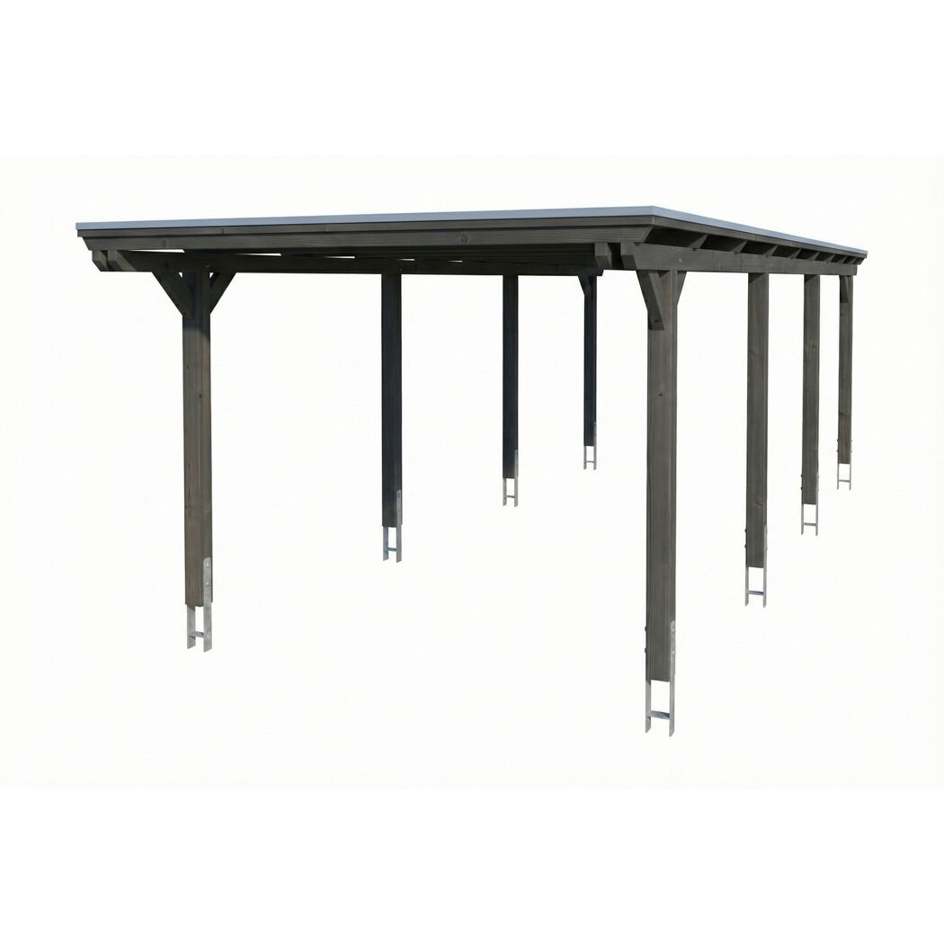 Einzelcarport 'Emsland' schiefergrau 340 x 846 cm mit EPDM-Dach