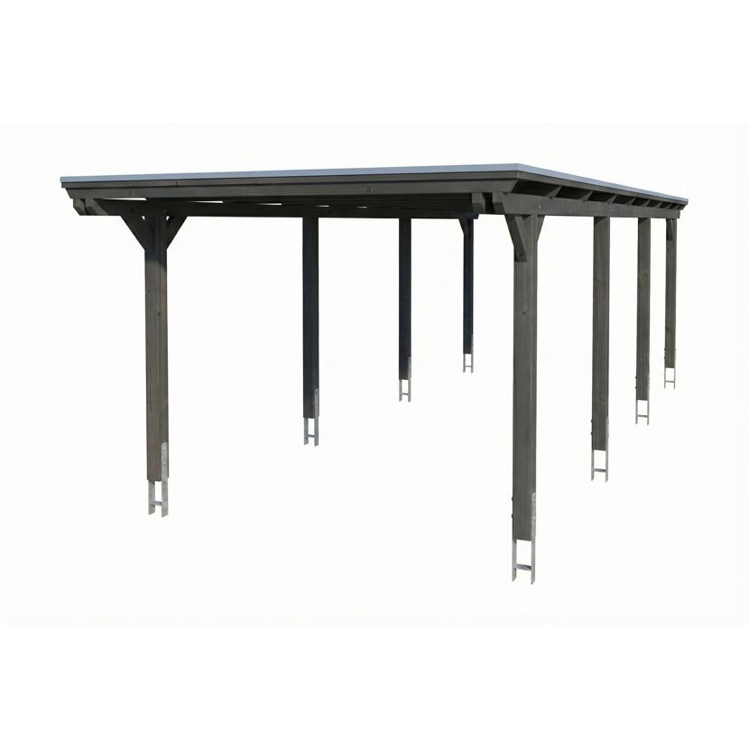 Einzelcarport 'Emsland' schiefergrau 340 x 846 cm mit Stahl-Dachplatten