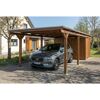 Einzelcarport 'Emsland' nussbaumfarben 340 x 846 cm mit EPDM-Dach