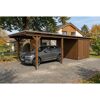 Einzelcarport 'Emsland' nussbaumfarben 340 x 846 cm mit EPDM-Dach