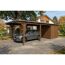 Einzelcarport 'Emsland' nussbaumfarben 340 x 846 cm mit Stahl-Dachplatten