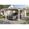 Einzelcarport 'Emsland' weiß 340 x 846 cm mit EPDM-Dach mit Abstellraum