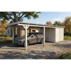 Einzelcarport 'Emsland' weiß 340 x 846 cm mit EPDM-Dach mit Abstellraum