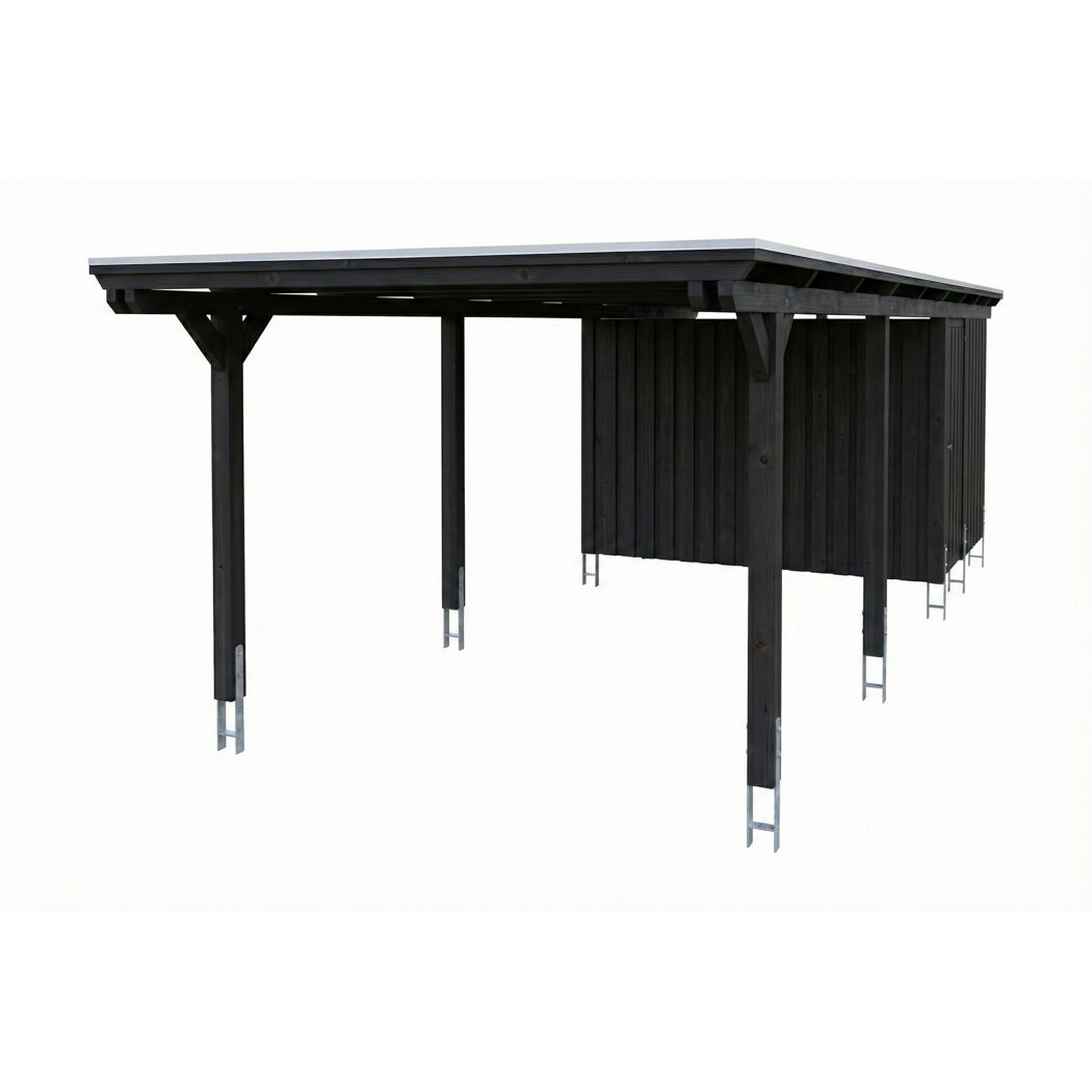 Einzelcarport 'Emsland' anthrazit 340 x 846 cm mit EPDM-Dach