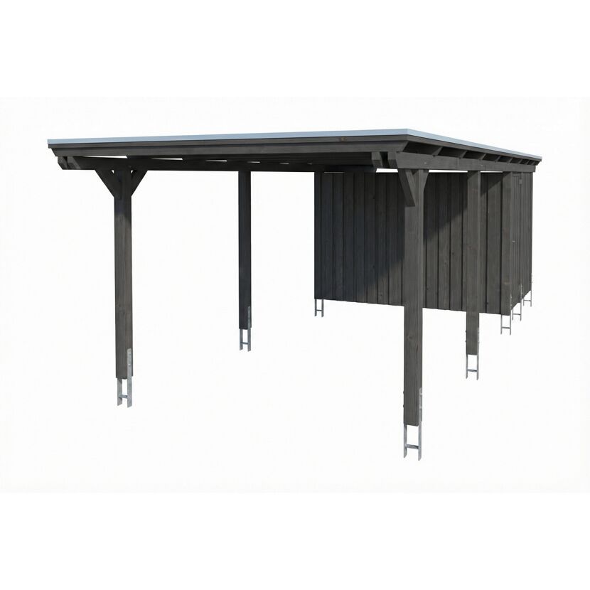 Einzelcarport 'Emsland' schiefergrau 340 x 846 cm mit EPDM-Dach